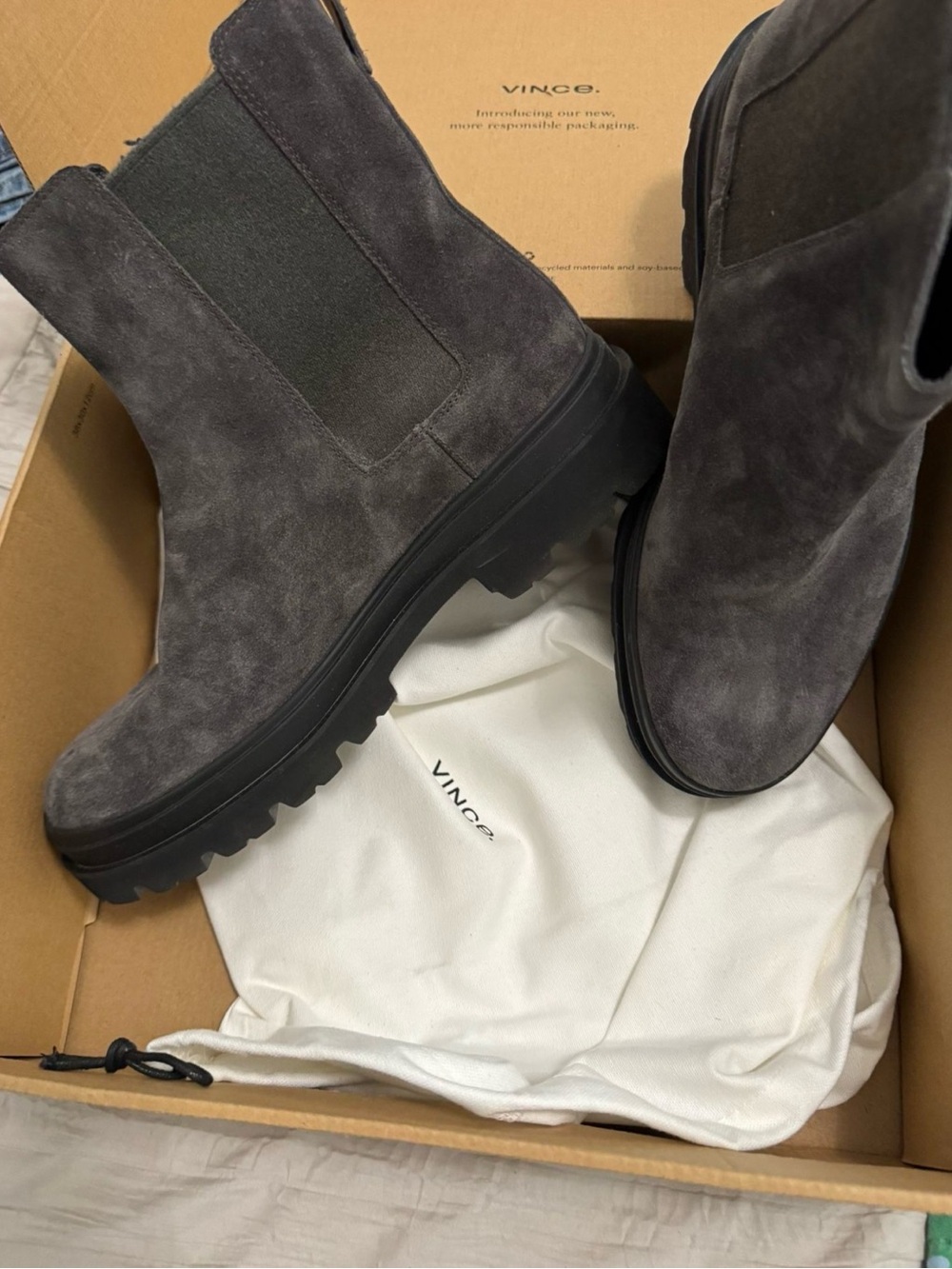 Vince Men’s Suede Chukka Boots in Charcoal Gray